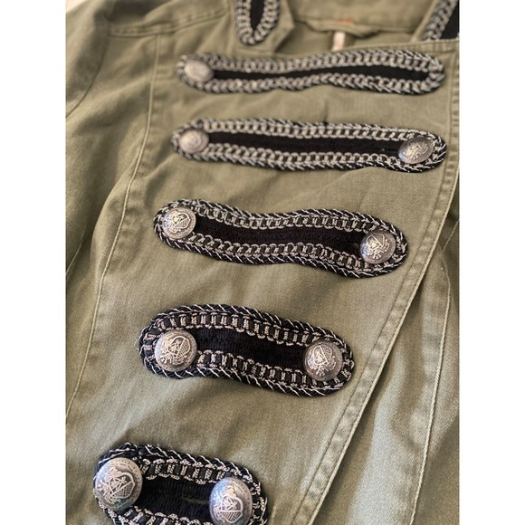 Free People Officer Military Crop Jacket Women Size 4 military green - Picture 3 of 4